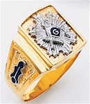 Gold Masonic Ring Solid Back 3352