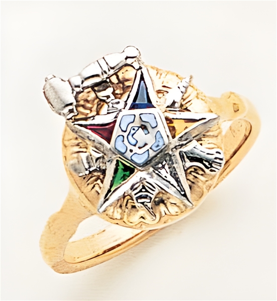 Gold Past Master Freemason Ring / Masonic Ring - Gold Plated and Steel  Color Top - with Masonic Symbols - Mason Zone