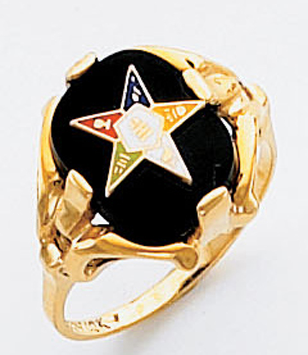 Gold Oes Ring With Synthetic Onyx Stone 3446