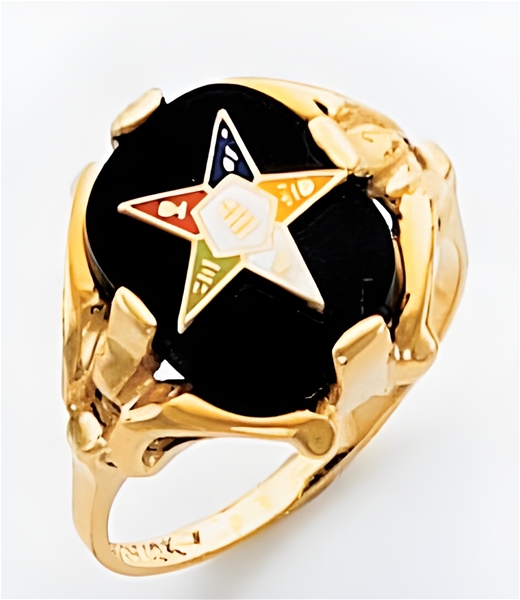 Gold Oes Ring With Synthetic Onyx Stone 3446