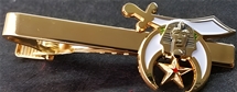 Gold tone and enamel tie bar with Shrine emblem