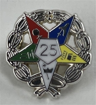 OES 25 year service pin with wreath
