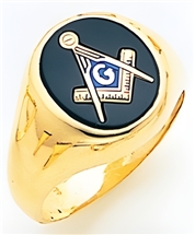 Master Mason ring Round stone with S&C and "G" 10k Gold.