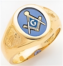 Master Mason rings Round stone with S&C and "G" 10KYG