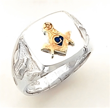 Master Mason ring Square front & S,C and "G"  - Sterling Silver