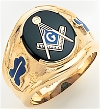 Master Mason Ring Round stone with S&C and "G" - 10KYG