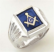 Master Mason ring with Square stone with S&C and "G"- Sterling Silver
