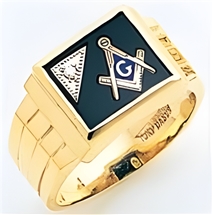 Masonic rings with Square stone with S&C and "G"- 10K YG