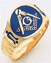 Masonic ring Enameled Round Front with S&C and "G" - 10KYG