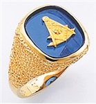 Past Master ring Square stone & rounded edges, Square,Compass & Quadrant with Sun - 10KYG