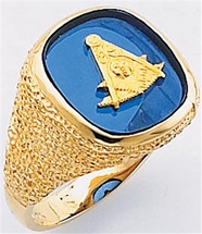 Past Master ring Square stone & rounded edges, Square,Compass & Quadrant with Sun - 10KYG