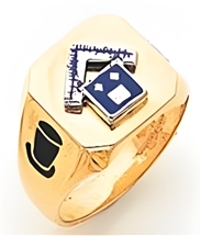Pennsylvania Past Master ring Square front & rounded edges - 10K Y&WG