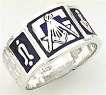 Mason ring Enameled Front with S&C and "G"  Sterling Silver