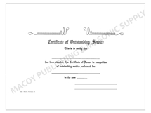 Outstanding Service Certificate (Specify Emblem)