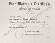 OES PAST MATRON'S CERTIFICATE