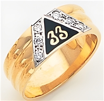 Scottish Rite Gold 33 Ring with stones & Personalization