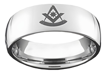 Past Master Tungsten Ring - Square, Compass, Quadrant and Sun Emblem