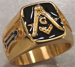 Stainless Steel Masonic Ring Black Finish