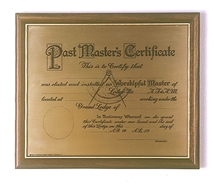 Past Master's on Brass Plate and Hardwood Frame