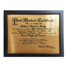 Past Master's on Brass Plate and Hardwood Frame