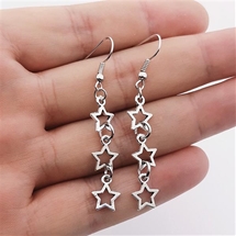 Silvertone Star Drop Earrings