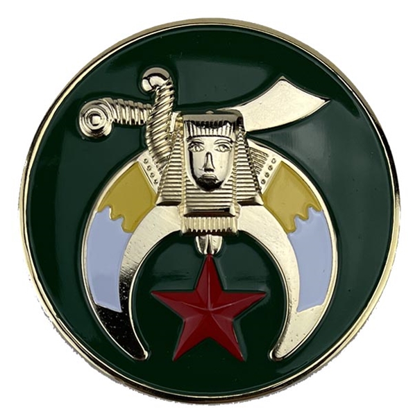 Green Shriners Car Auto Emblem with Gold Star 