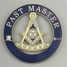 Cutout Past Master Blue Emblem with Square, Compass, Quadrant and Sun