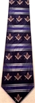 Masonic tie Navy blue with rows of Square & Compasses with yellow emblems