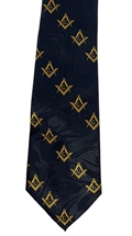 Masonic Black Tie with diagonal emblems Extra Long