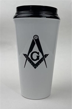 16 oz.double wall insulated acrylic tumbler,white with black lid