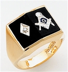 Masonic Ring with 1/2 pt diamond - 9939 - open back