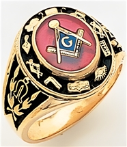 Master Mason ring Round stone with S&C and "G" - 10K YG