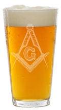 Masonic 16 oz pint glass