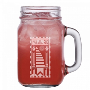 Masonic engraved Mason Jar