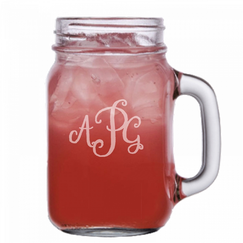 Personalized Engraved Mason Jar Mug With Monogram Design sold Individually  