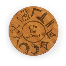 Masonic engraved round bamboo cutting board