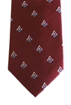 Maroon Masonic Tie w/ Blue & White Emblems