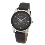 Masonic Watch w/ Black Leather Band - Silvertone