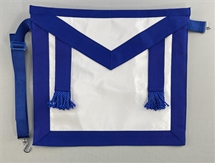 Royal Blue Satin Master Mason Apron with Tabs - Sold As Is