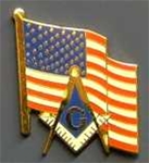 US Flag with Square  & Compass Pin