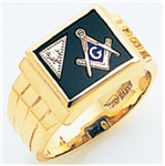 Masonic rings with Square stone with S&C and "G"- 10K YG