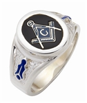 Masonic ring Round stone with S&C and "G" - Sterling Silver