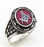 Master Mason ring Round stone with S&C and "G" - Sterling Silver