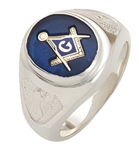 Masonic rings Round stone with S&C and "G" - Sterling Silver