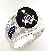 Master Mason ring Round stone with S&C and "G" - Sterling Silver