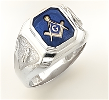 Master Mason ring Square stone & rounded edges with S&C and "G"- Sterling Silver