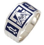 Mason ring Enameled Front with S&C and "G"  Sterling Silver