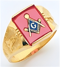 Master Mason ring Square stone with S&C and "G"- 10KYG