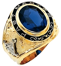 Past Master ring Round stone with Words - 10K YG