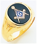 Master Mason ring Round stone with S&C and "G" 10k Gold.